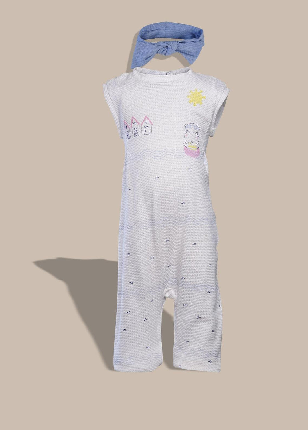 Sanaulla Exclusive Range  Pret Romper for Girls -  2540 White