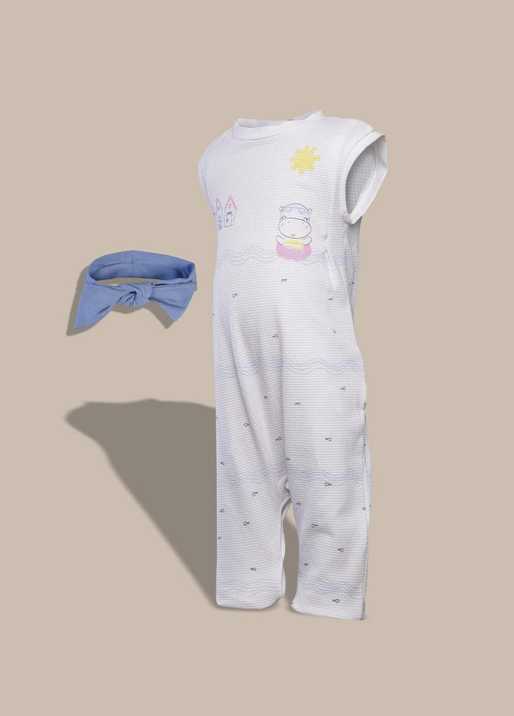 Sanaulla Exclusive Range  Pret Romper for Girls -  2540 White