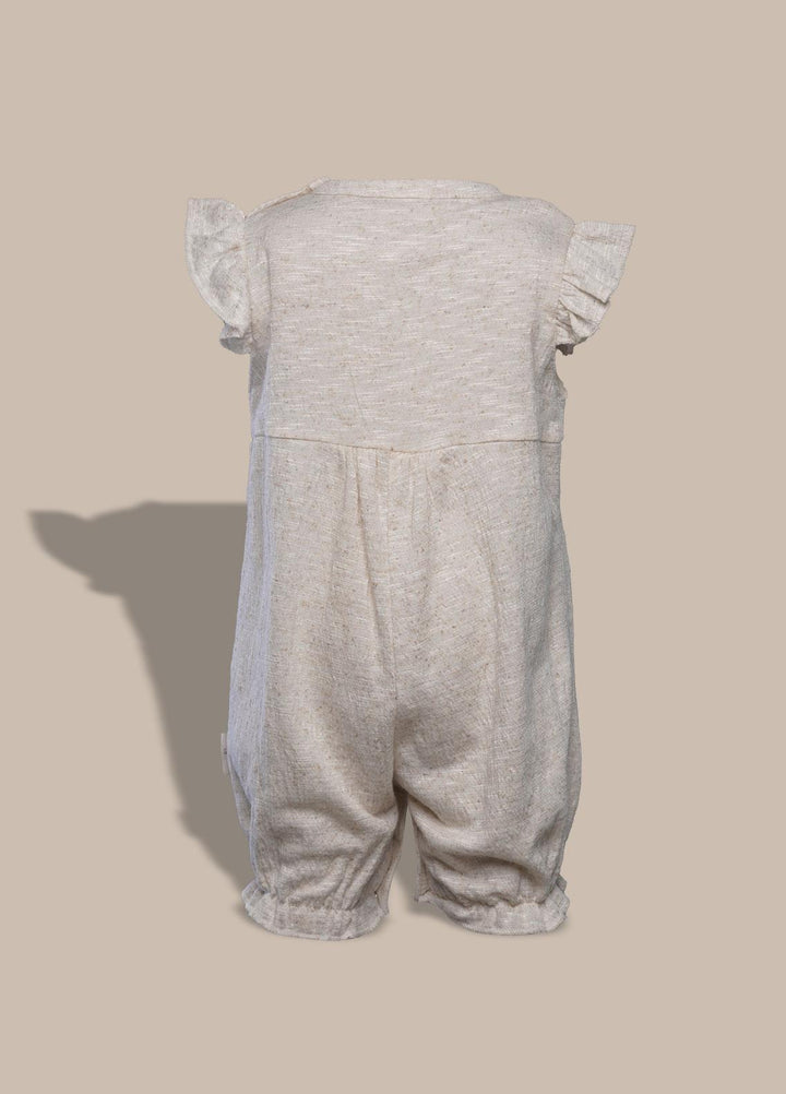 Sanaulla Exclusive Range  Pret Romper for Girls -  BM-1898 Fawn