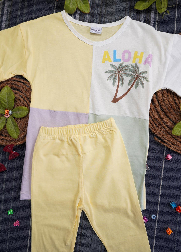 Sanaulla Exclusive Range Cotton Casual Suit for Girls -  131067 Yellow