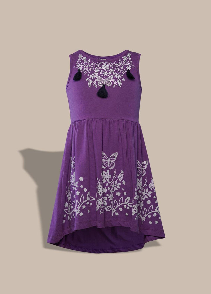 Sanaulla Exclusive Range  Pret Frock for Girls -  114922 Purple