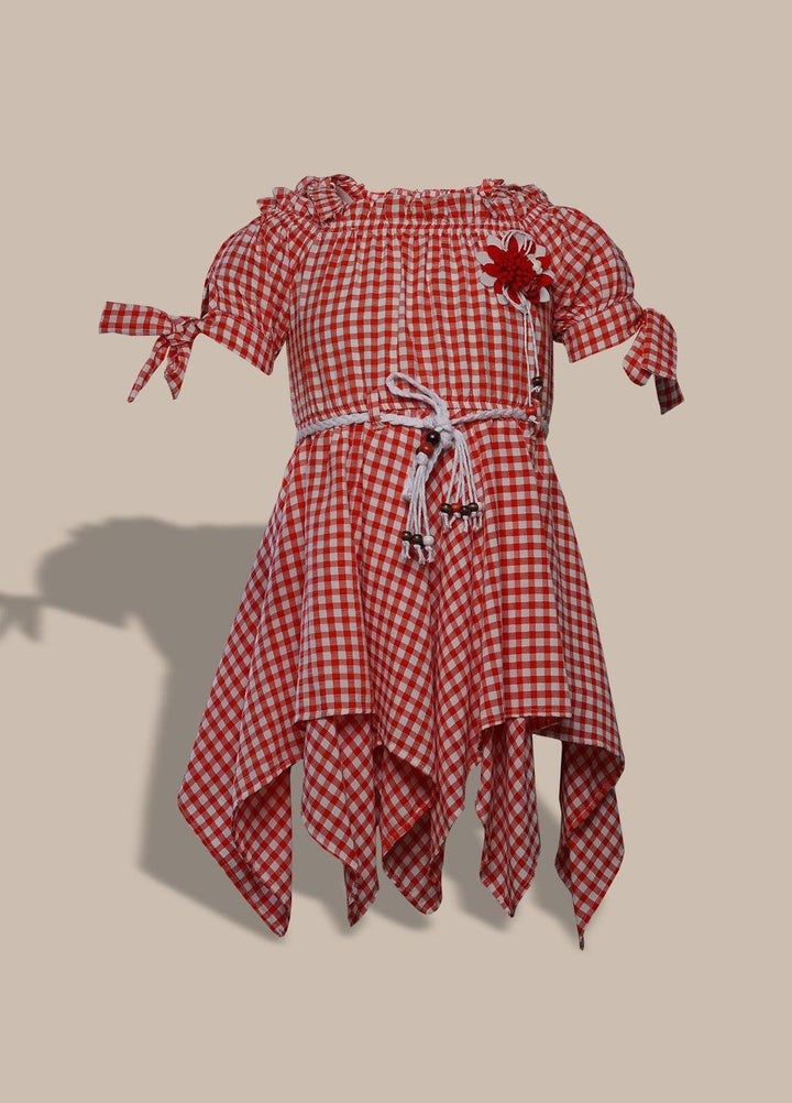 Sanaulla Exclusive Range  Pret Frock for Girls -  1018117 Red