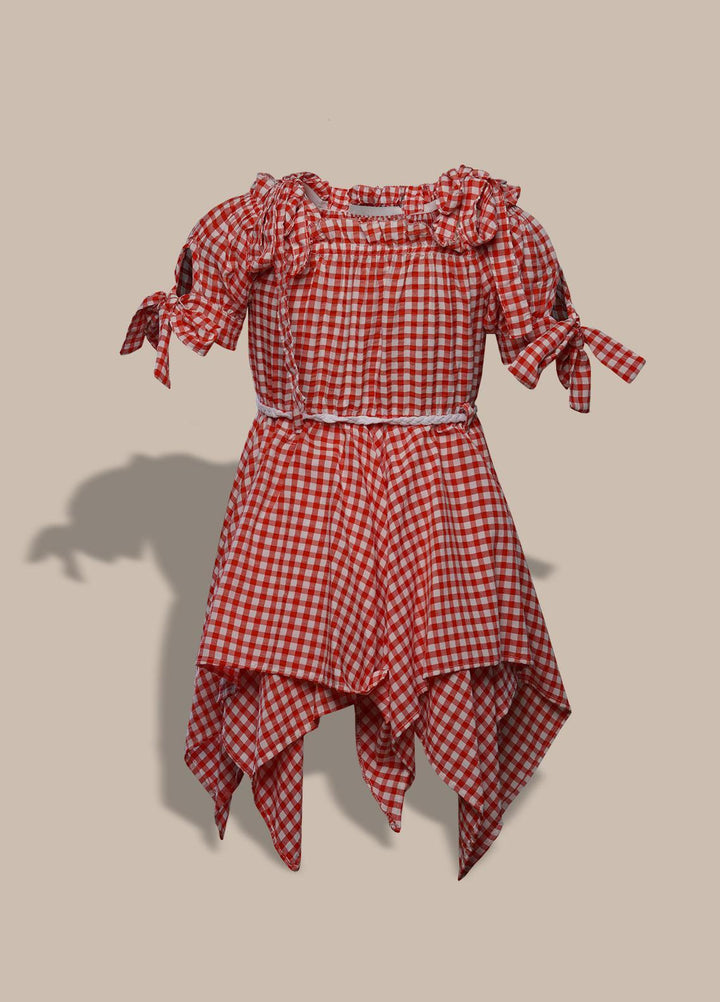 Sanaulla Exclusive Range  Pret Frock for Girls -  1018117 Red