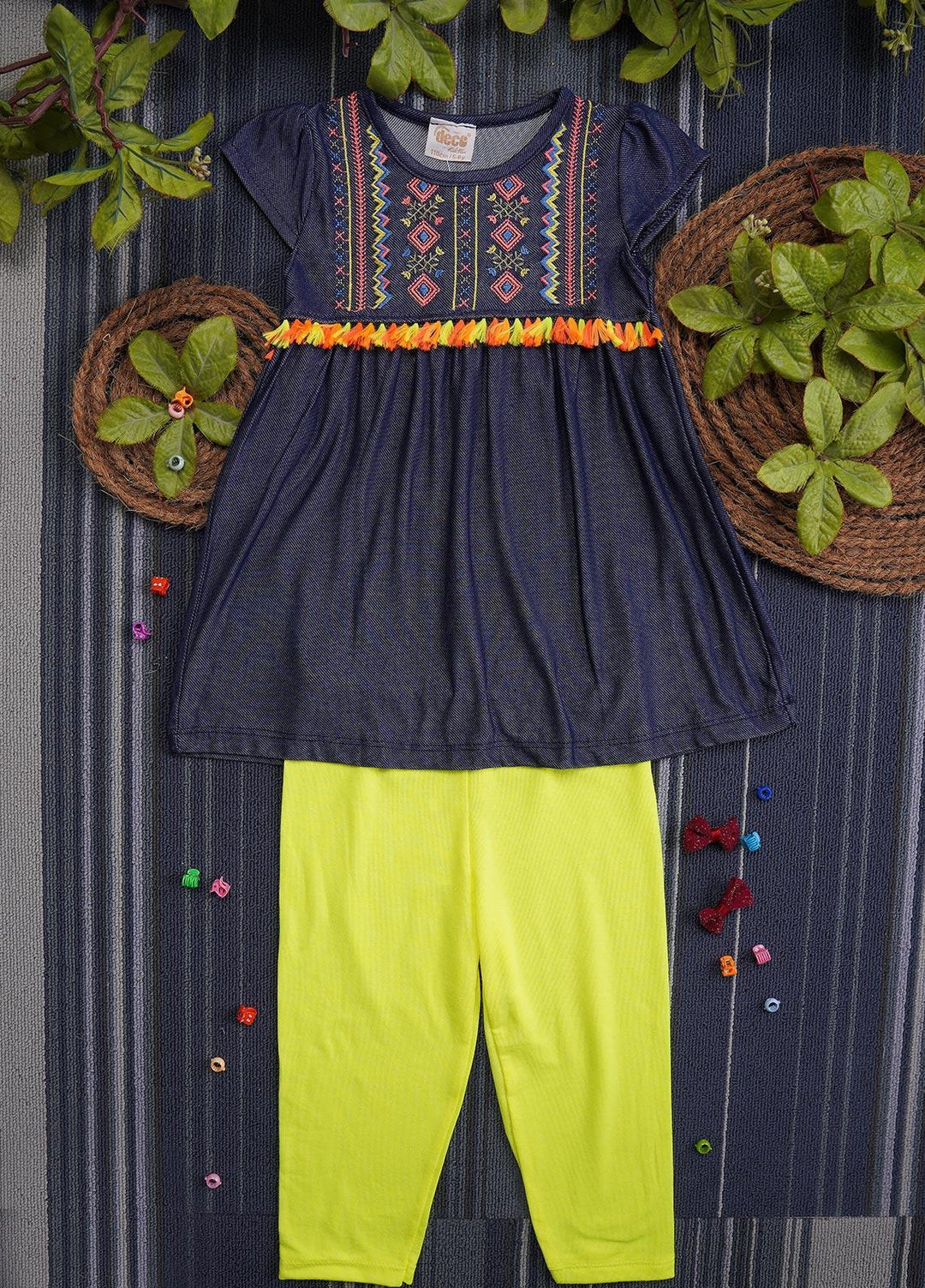 Sanaulla Exclusive Range Cotton Casual Girls Suit -  116348 Navy