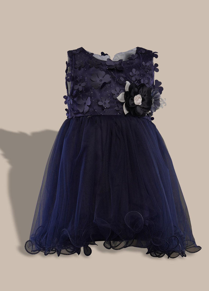 Sanaulla Exclusive Range  Pret Frock for Girls -  1021 Navy Blue