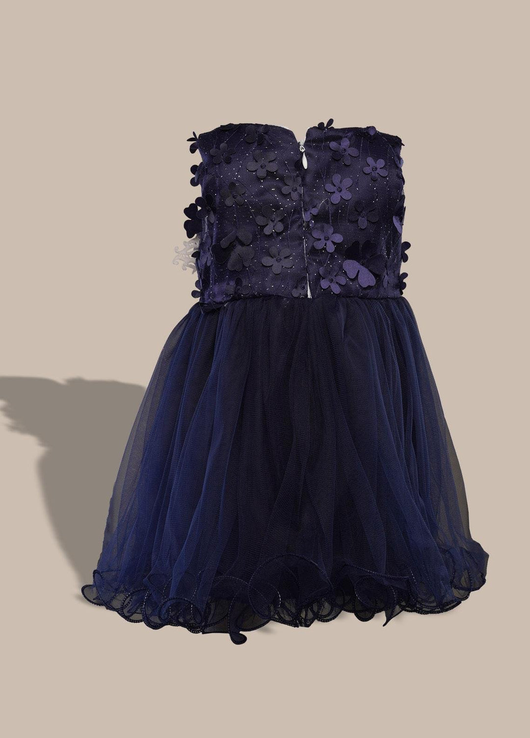 Sanaulla Exclusive Range  Pret Frock for Girls -  1021 Navy Blue