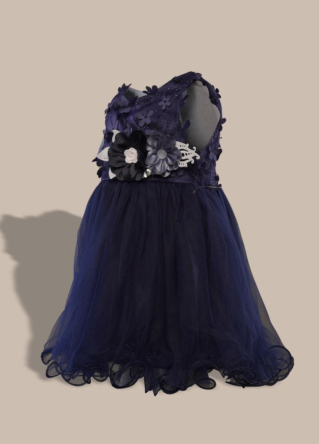 Sanaulla Exclusive Range  Pret Frock for Girls -  1021 Navy Blue