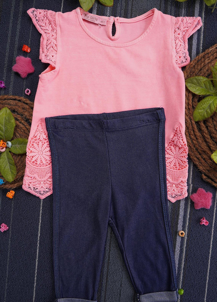 Sanaulla Exclusive Range Cotton Casual Suit for Girls -  118082 Pink