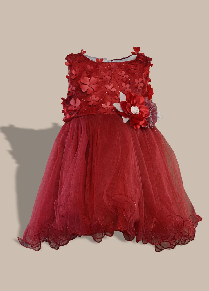 Sanaulla Exclusive Range  Pret Frock for Girls -  1021 Mehroon