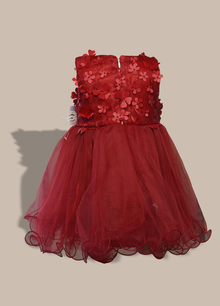 Sanaulla Exclusive Range  Pret Frock for Girls -  1021 Mehroon