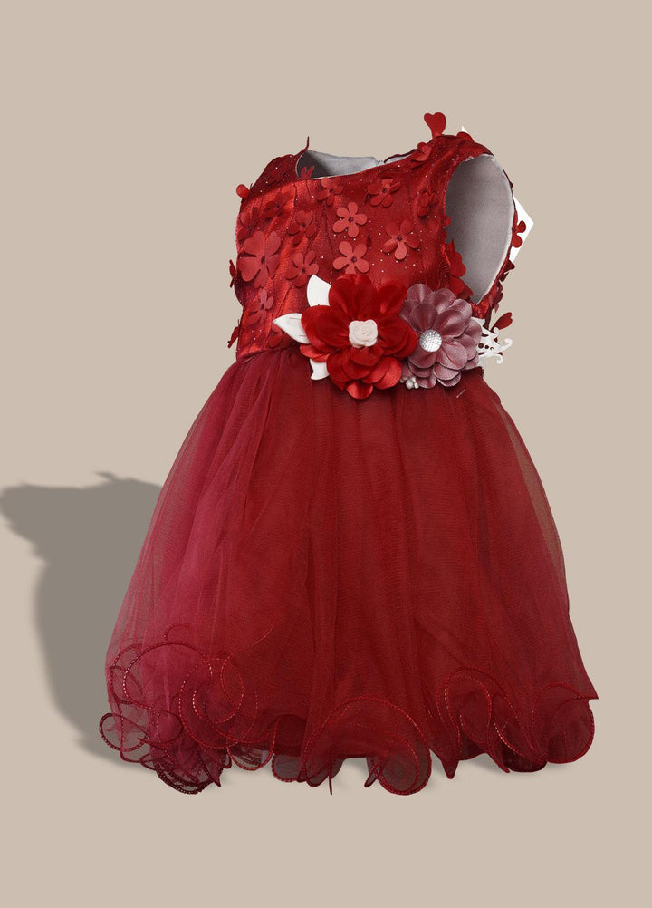 Sanaulla Exclusive Range  Pret Frock for Girls -  1021 Mehroon