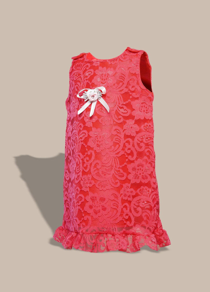 Sanaulla Exclusive Range  Pret Frock for Girls -  0033 Red