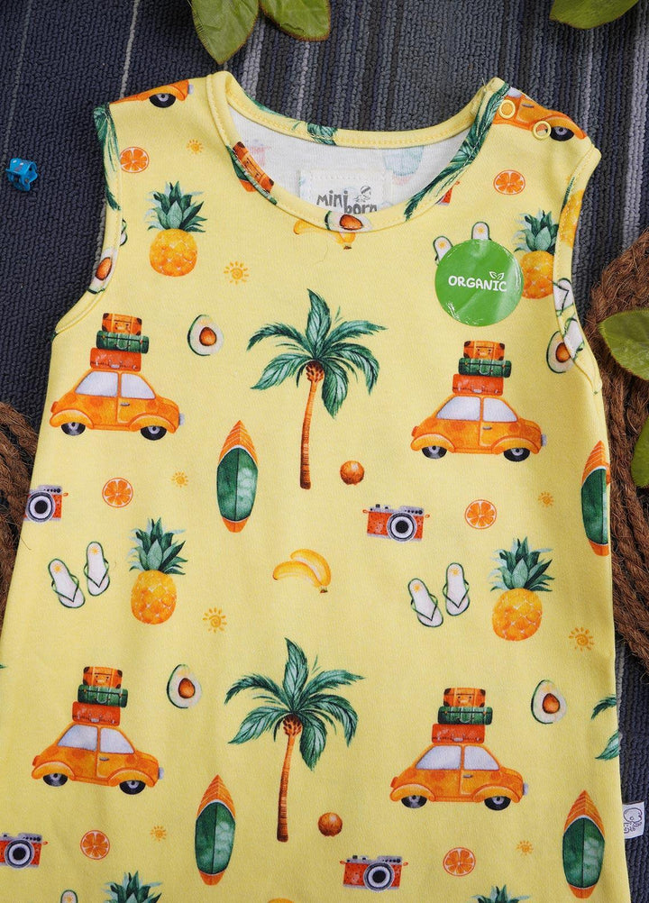 Sanaulla Exclusive Range Cotton Casual Romper for Girls -  2229808 Yellow