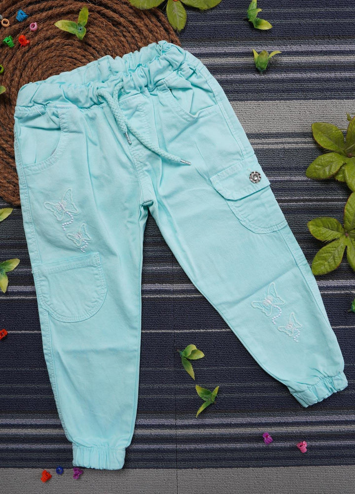 Sanaulla Exclusive Range Cotton Casual Trouser for Girls -   0105 Light Feroze