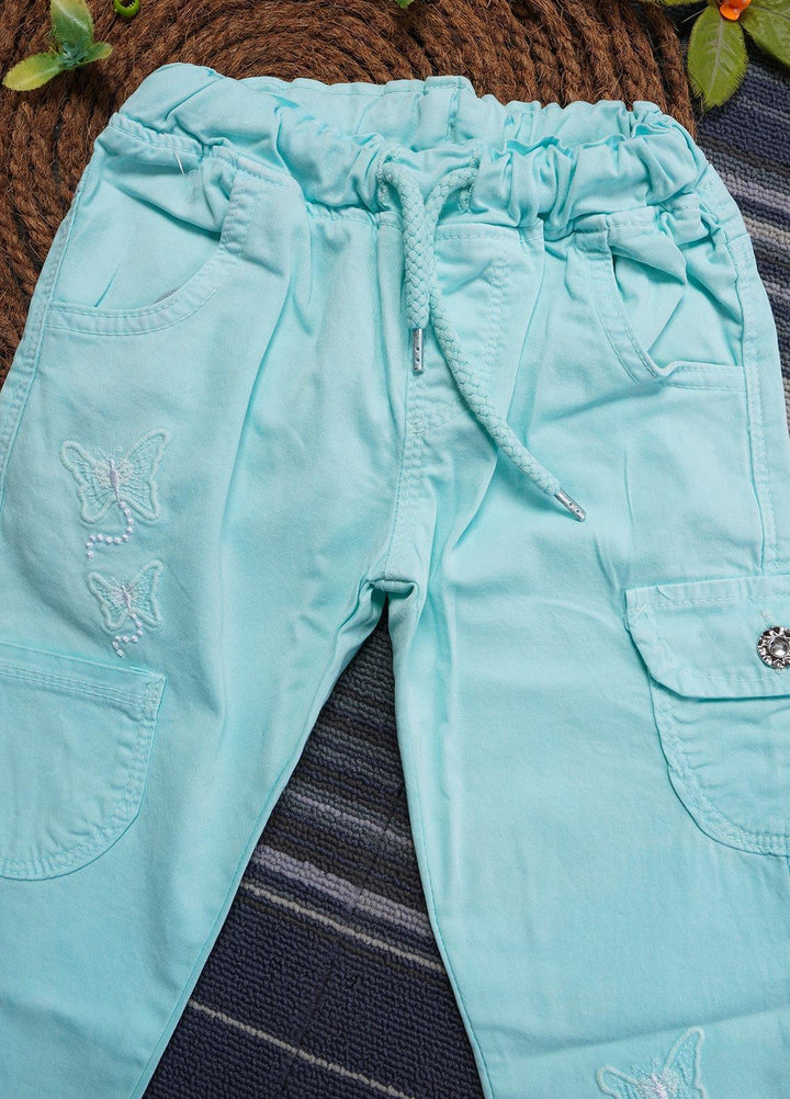 Sanaulla Exclusive Range Cotton Casual Trouser for Girls -   0105 Light Feroze