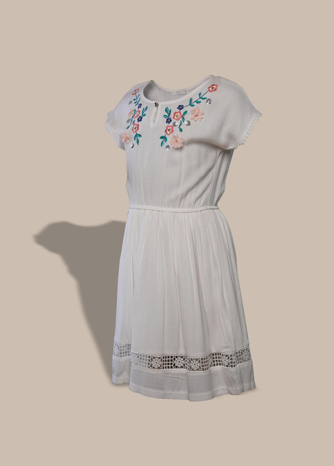 Sanaulla Exclusive Range  Pret Frock for Girls -  2984 White