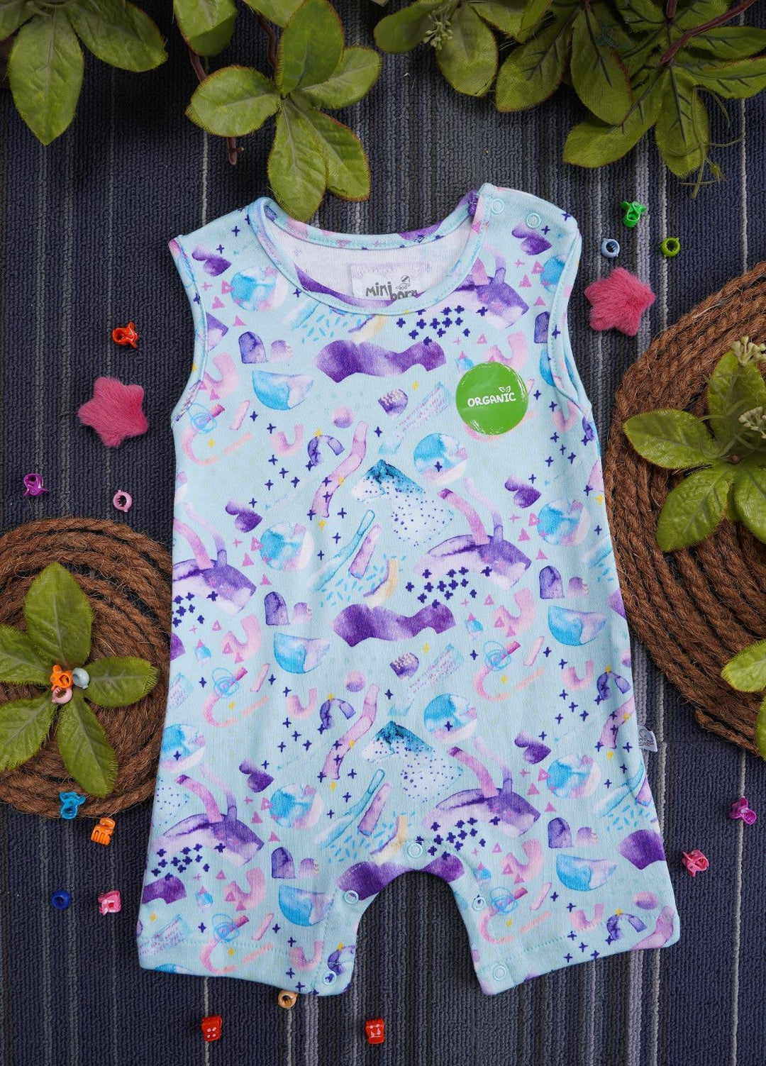 Sanaulla Exclusive Range Cotton Casual Romper for Girls -  2228771 Sky Blue