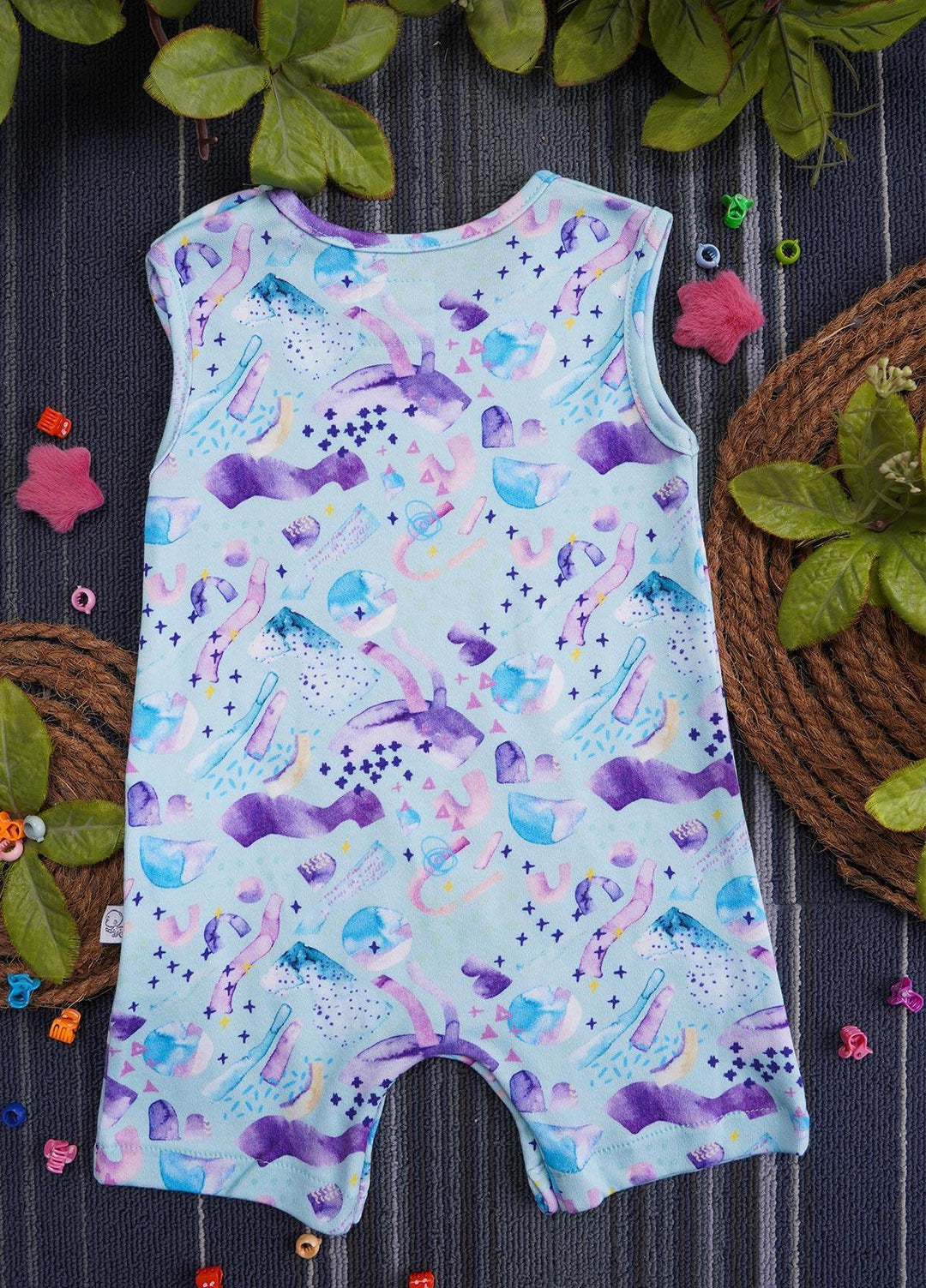 Sanaulla Exclusive Range Cotton Casual Romper for Girls -  2228771 Sky Blue