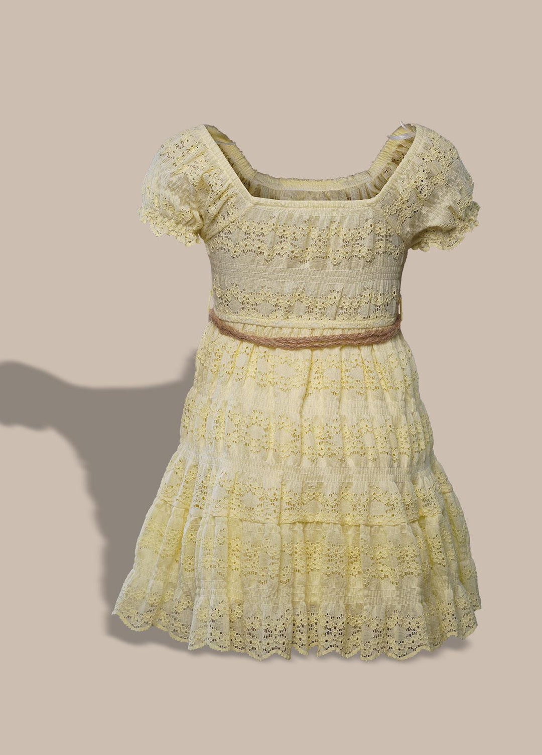 Sanaulla Exclusive Range  Pret Frock for Girls -  3031 Lemon
