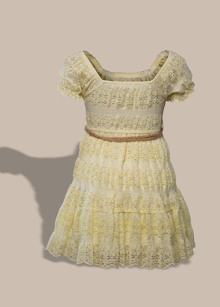 Sanaulla Exclusive Range  Pret Frock for Girls -  3031 Lemon