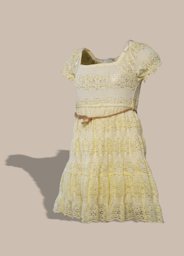 Sanaulla Exclusive Range  Pret Frock for Girls -  3031 Lemon