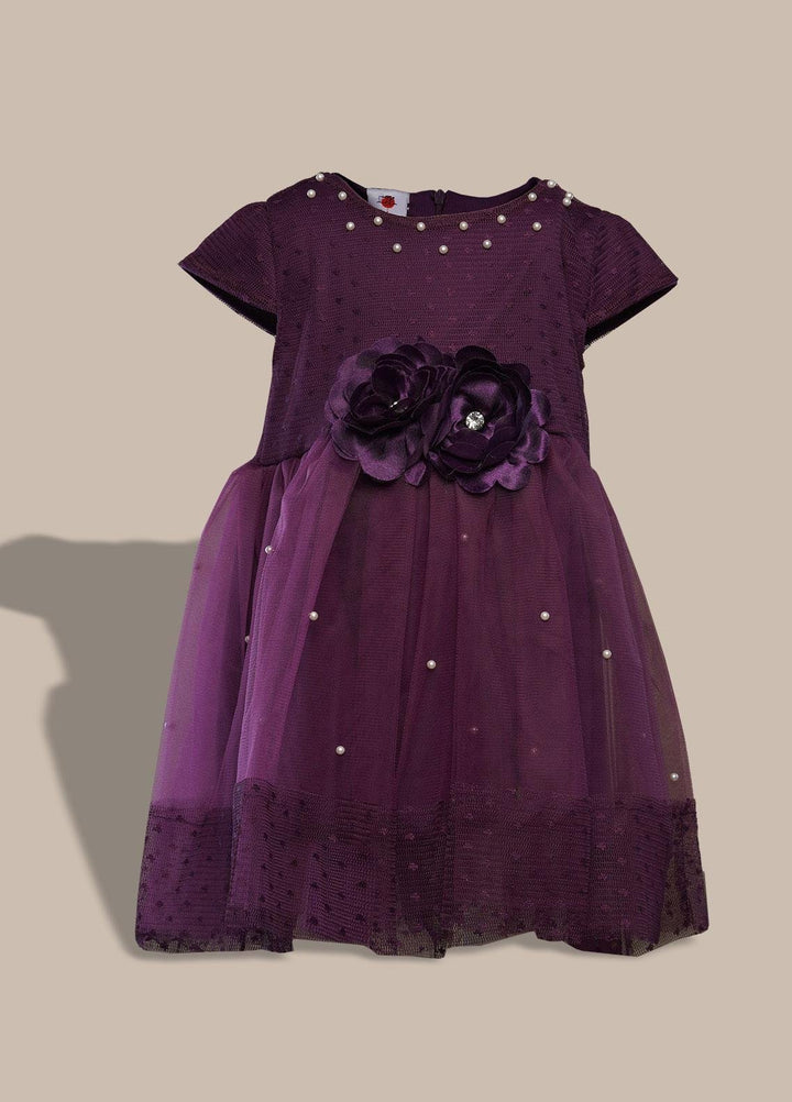 Sanaulla Exclusive Range  Pret Frock for Girls -  349854 Dark Purple