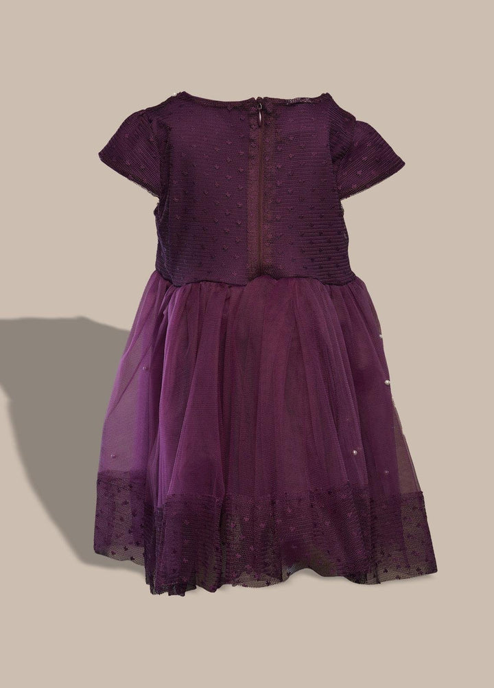 Sanaulla Exclusive Range  Pret Frock for Girls -  349854 Dark Purple