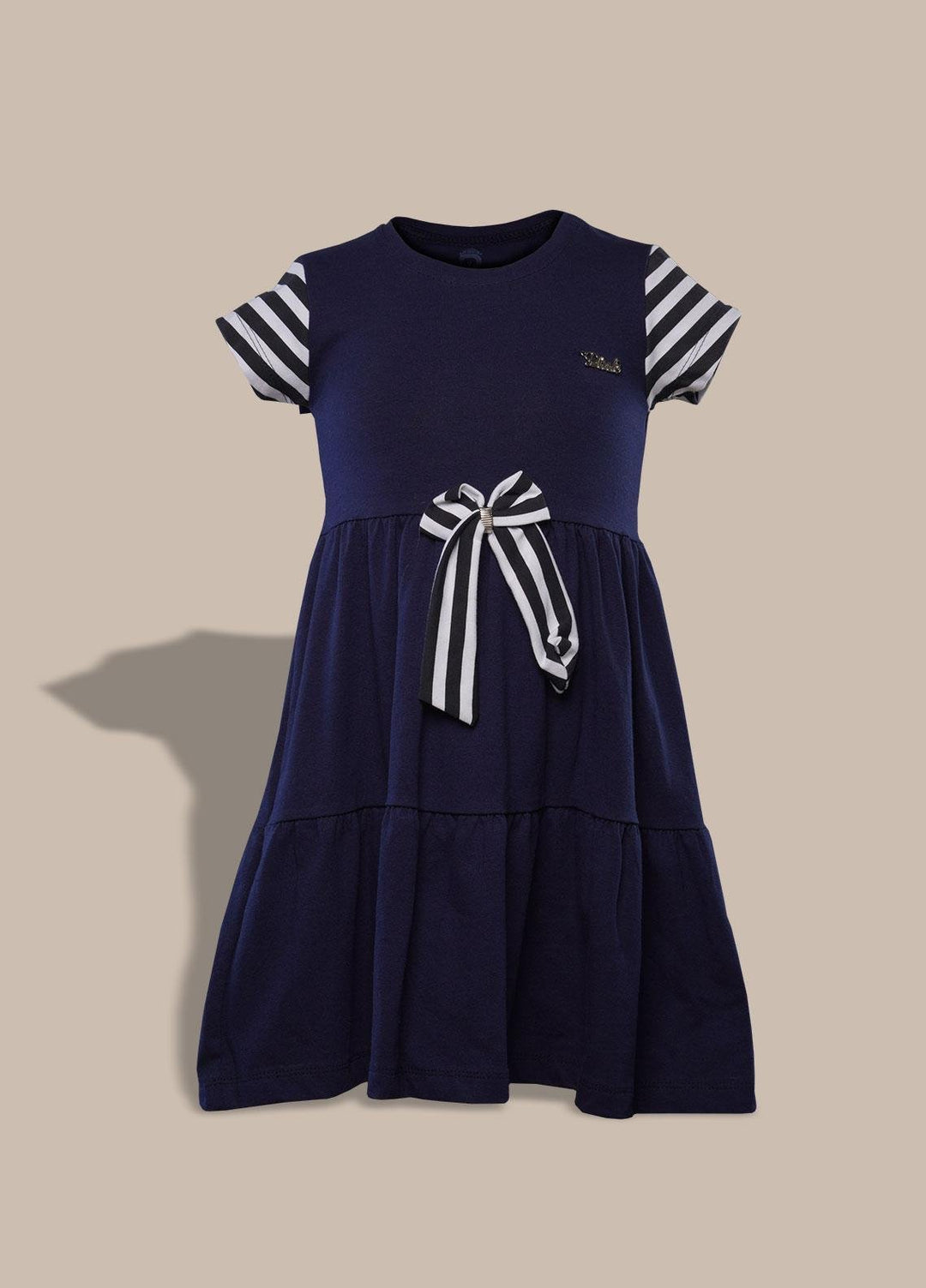 Sanaulla Exclusive Range  Pret Frock for Girls -  351955 Navy Blue