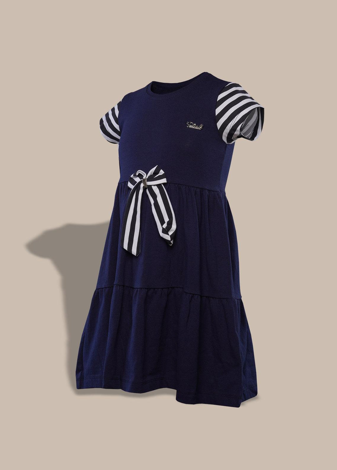 Sanaulla Exclusive Range  Pret Frock for Girls -  351955 Navy Blue