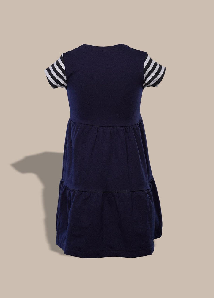 Sanaulla Exclusive Range  Pret Frock for Girls -  351955 Navy Blue