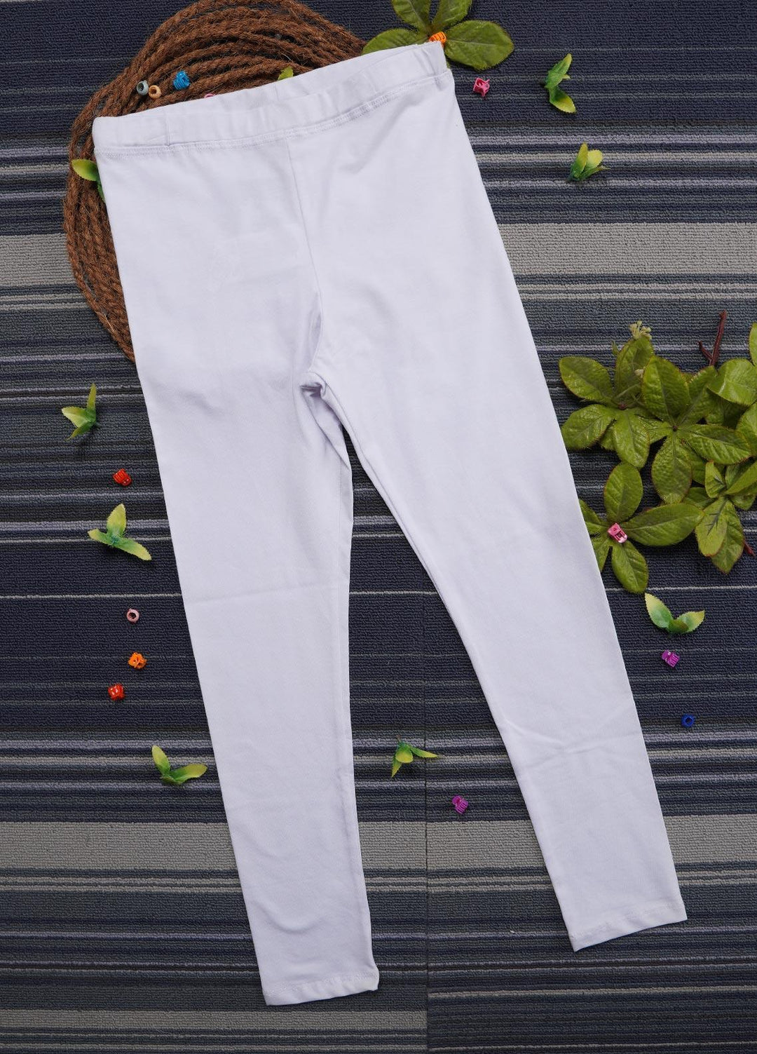 Sanaulla Exclusive Range Cotton Casual Tights for Girls -  5264 White