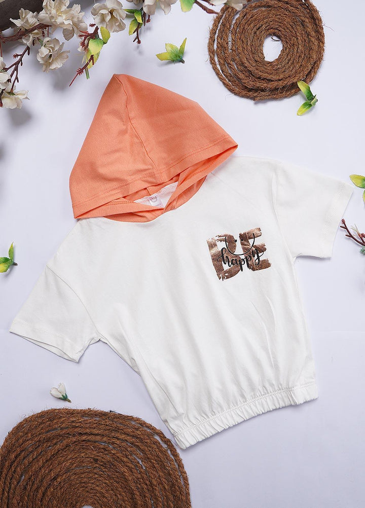 Sanaulla Exclusive Range Cotton Casual T-Shirts for Girls - Hoodi Shirt 12200 Peach