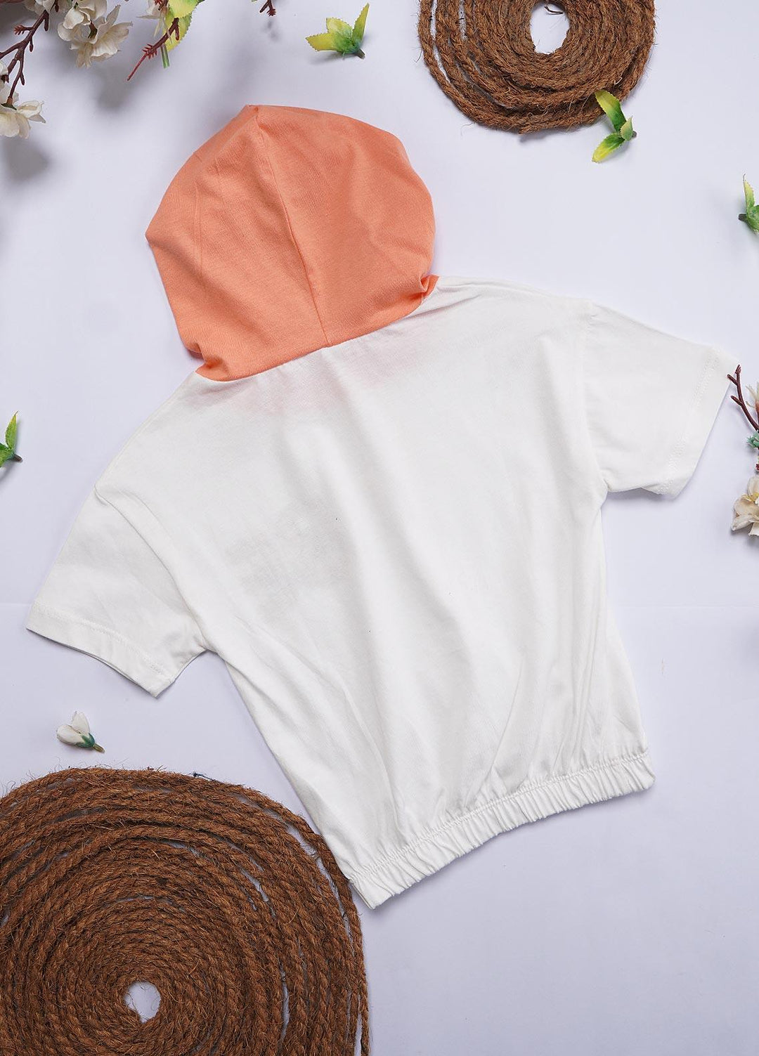 Sanaulla Exclusive Range Cotton Casual T-Shirts for Girls - Hoodi Shirt 12200 Peach