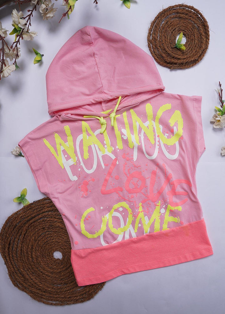 Sanaulla Exclusive Range Cotton Casual T-Shirts for Girls - Hoodi Shirt 5151 Pink