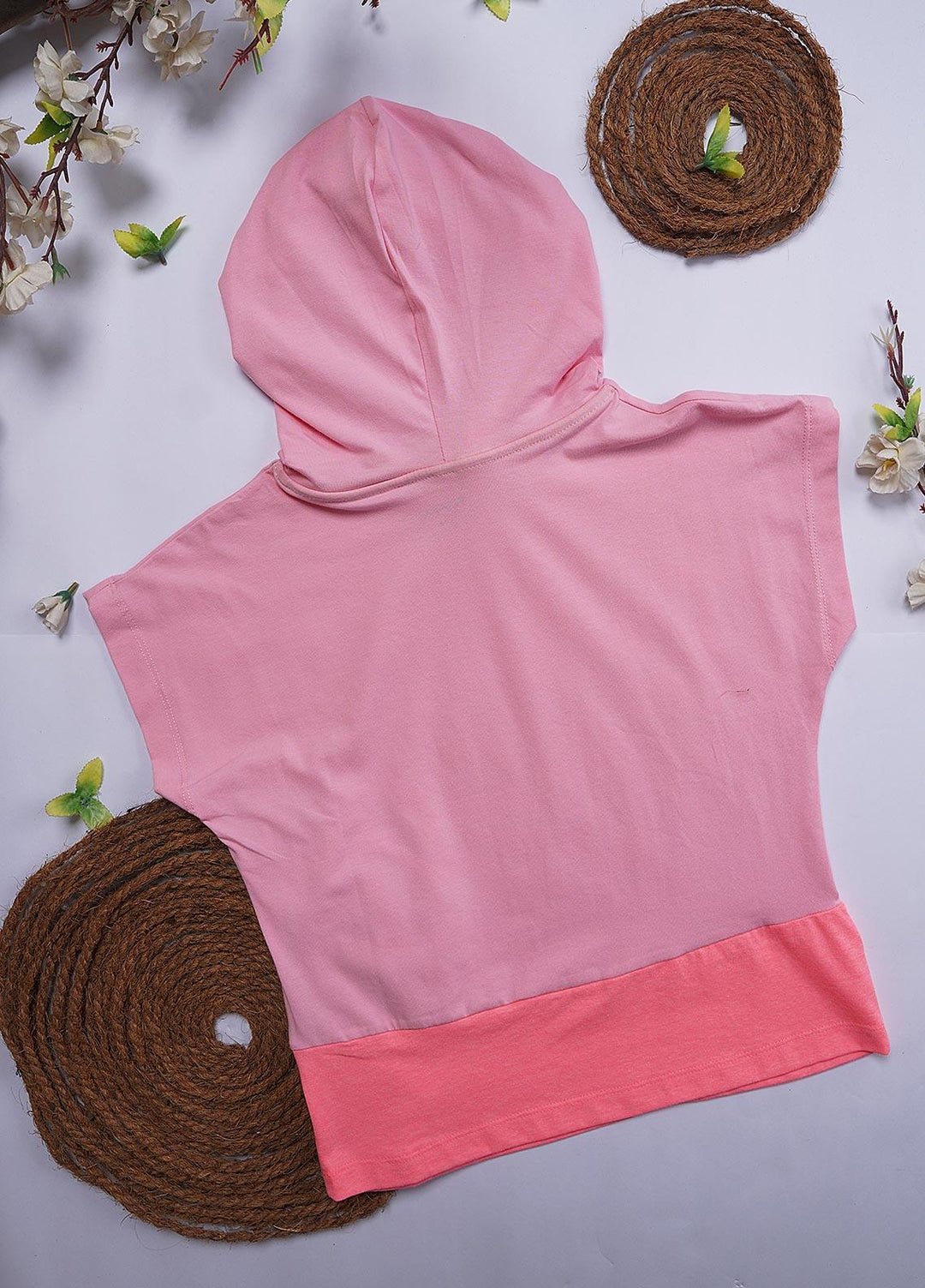 Sanaulla Exclusive Range Cotton Casual T-Shirts for Girls - Hoodi Shirt 5151 Pink