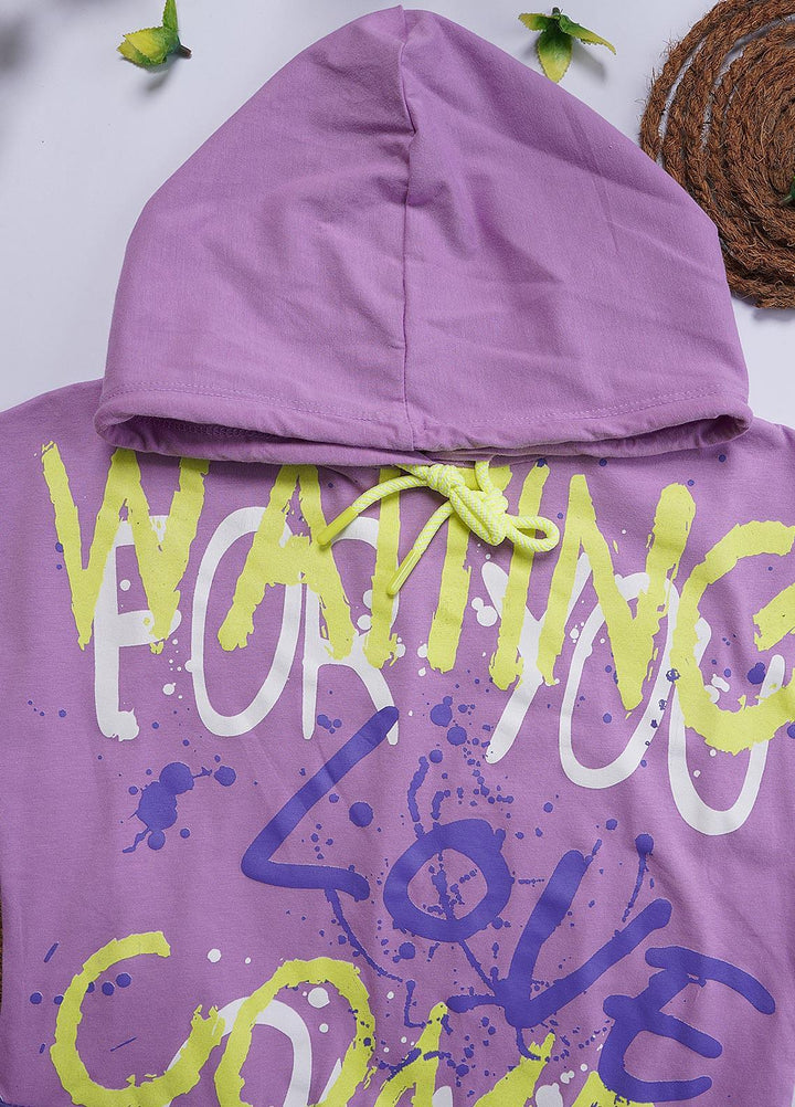 Sanaulla Exclusive Range Cotton Casual T-Shirts for Girls - Hoodi Shirt 5151 Purple