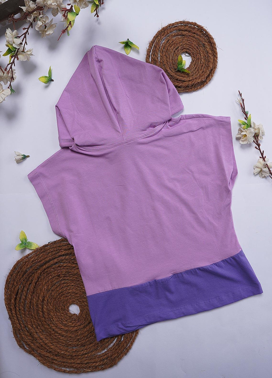 Sanaulla Exclusive Range Cotton Casual T-Shirts for Girls - Hoodi Shirt 5151 Purple