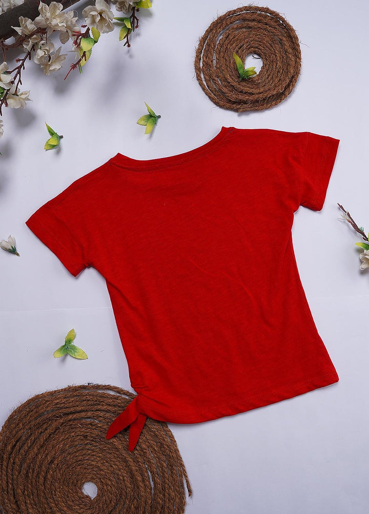 Sanaulla Exclusive Range Cotton Casual T-Shirts for Girls - T-Shirt 2847-3 Red