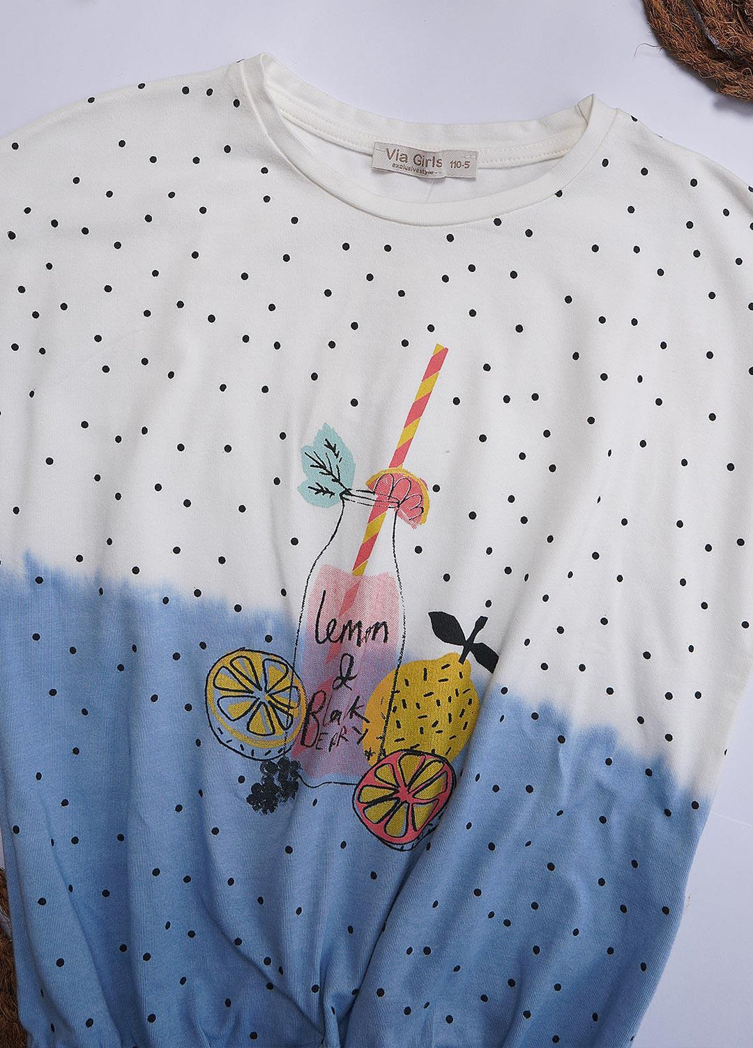 Sanaulla Exclusive Range Cotton Casual T-Shirts for Girls - Romper 6196 White & Blue