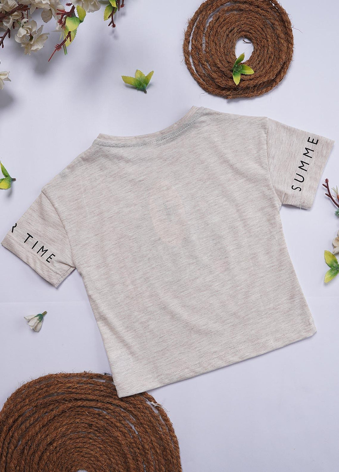 Sanaulla Exclusive Range Cotton Casual T-Shirts for Girls - 12202 Light Grey