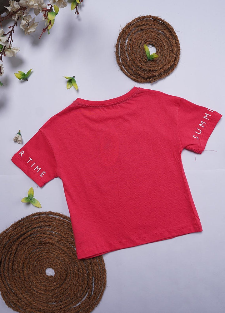Sanaulla Exclusive Range Cotton Casual T-Shirts for Girls - 12202 Pink