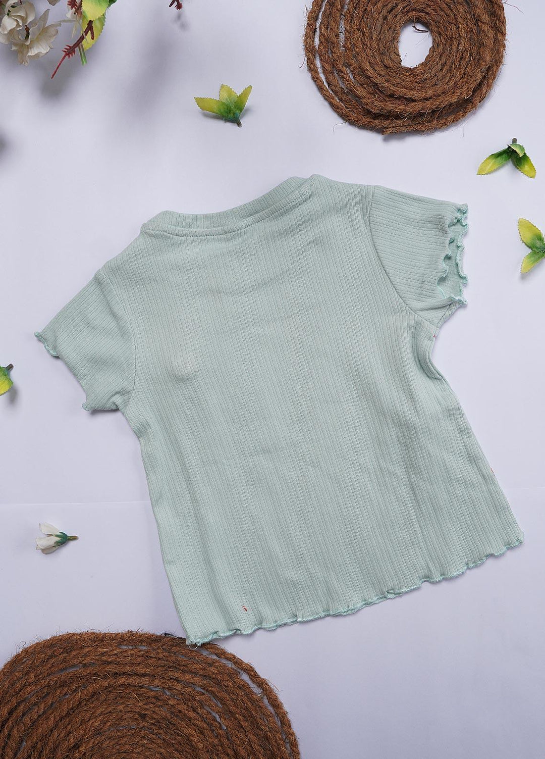 Sanaulla Exclusive Range Cotton Casual T-Shirts for Girls - 6051 Light Green