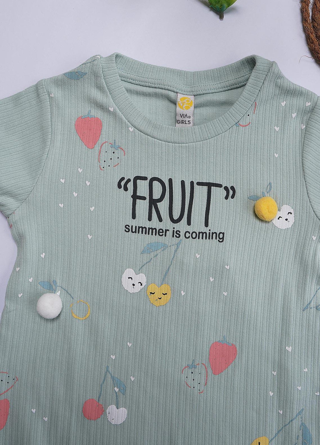 Sanaulla Exclusive Range Cotton Casual T-Shirts for Girls - 6051 Light Green