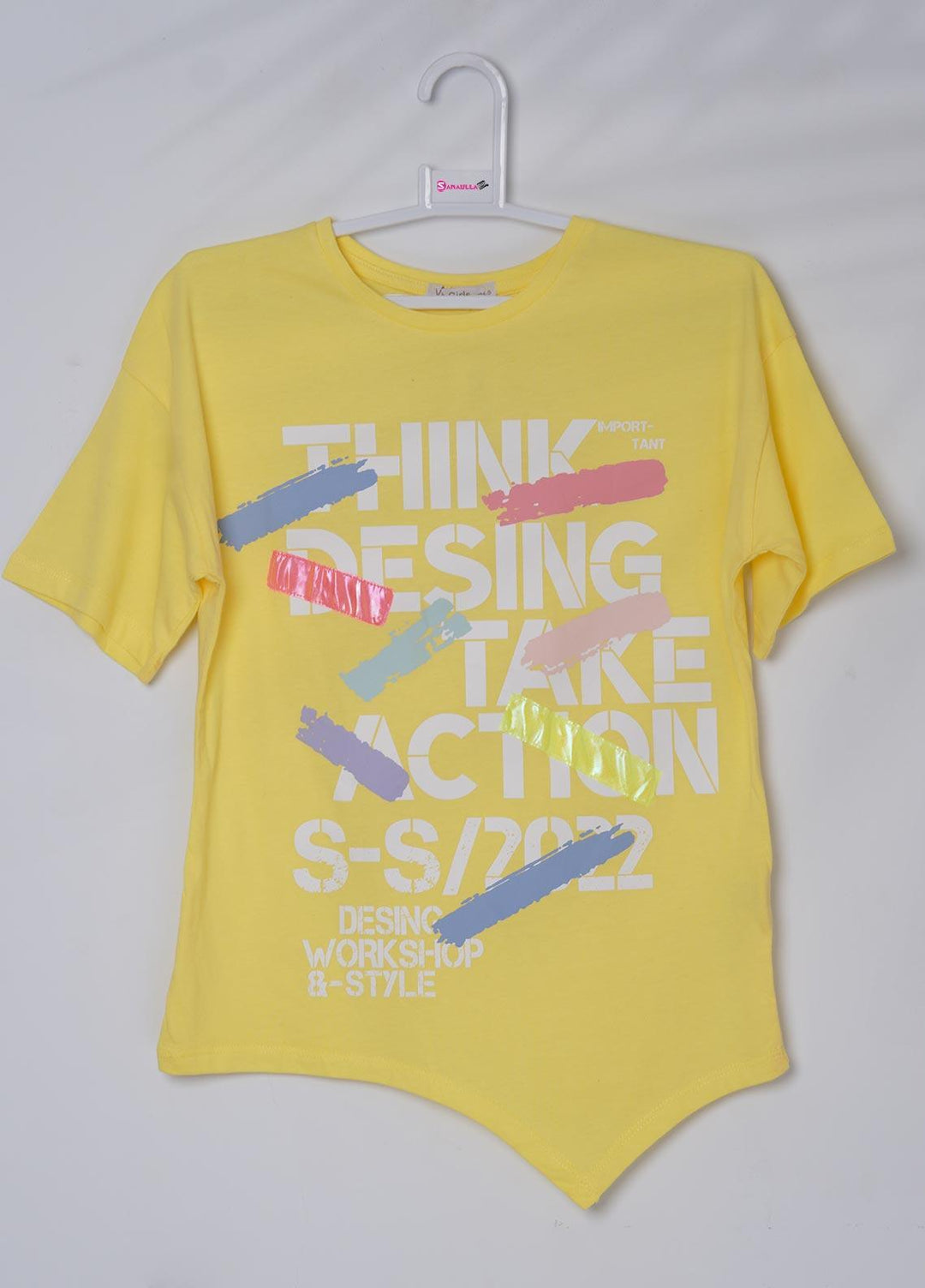 Sanaulla Exclusive Range Cotton Casual T-Shirts for Girls - 6139 Yellow