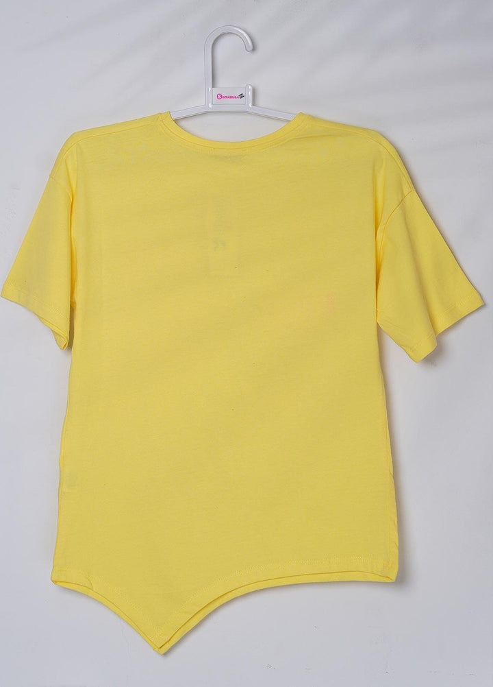 Sanaulla Exclusive Range Cotton Casual T-Shirts for Girls - 6139 Yellow
