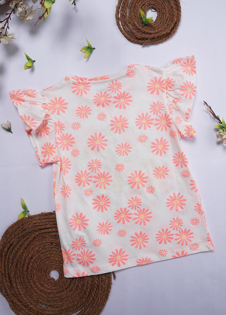 Sanaulla Exclusive Range Cotton Casual T-Shirts for Girls - 7277-4 Shoking Pink