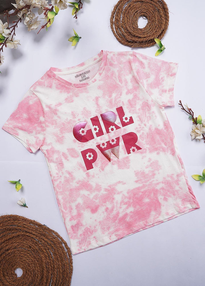 Sanaulla Exclusive Range Cotton Casual T-Shirts for Girls - 7310-4 Ligh Pink