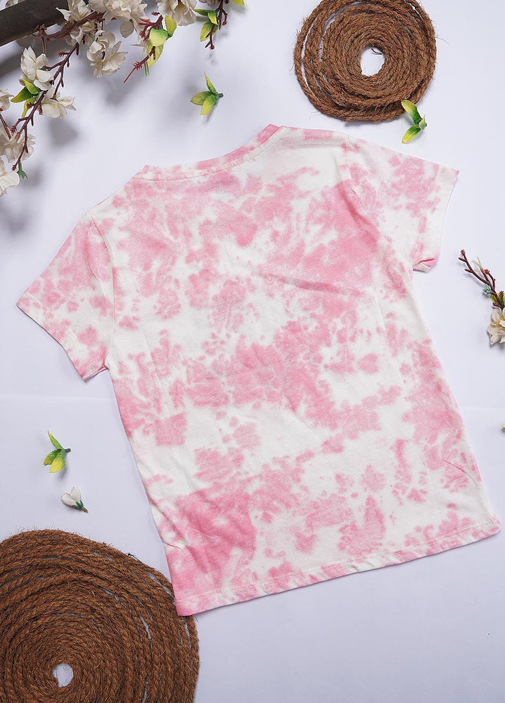 Sanaulla Exclusive Range Cotton Casual T-Shirts for Girls - 7310-4 Ligh Pink