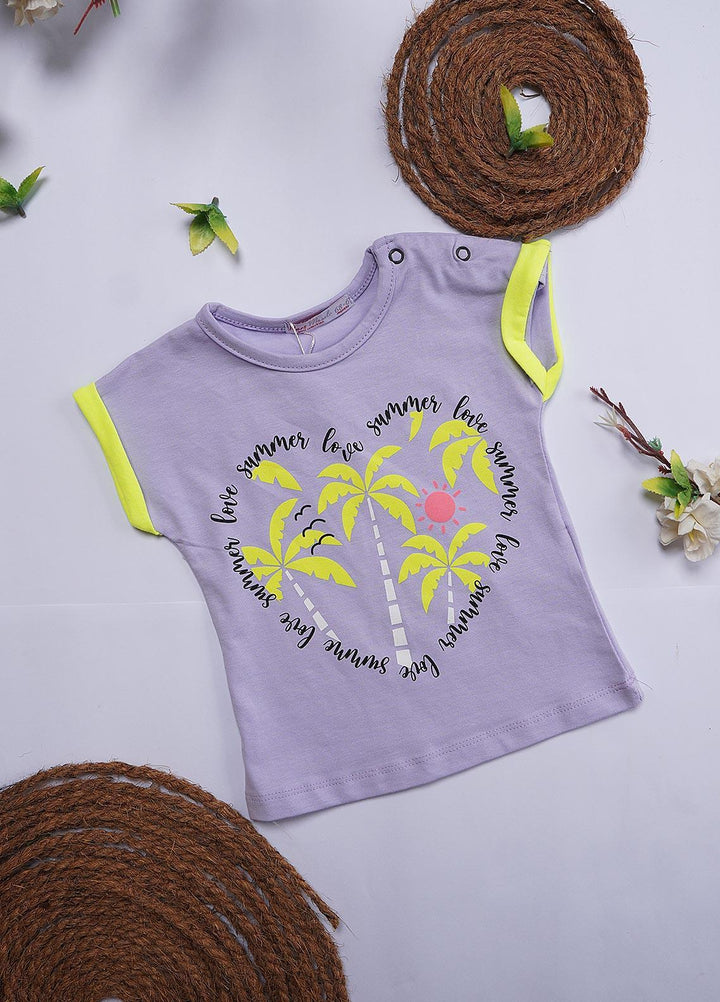 Sanaulla Exclusive Range Cotton Casual T-Shirts for Girls - 9549 Purple