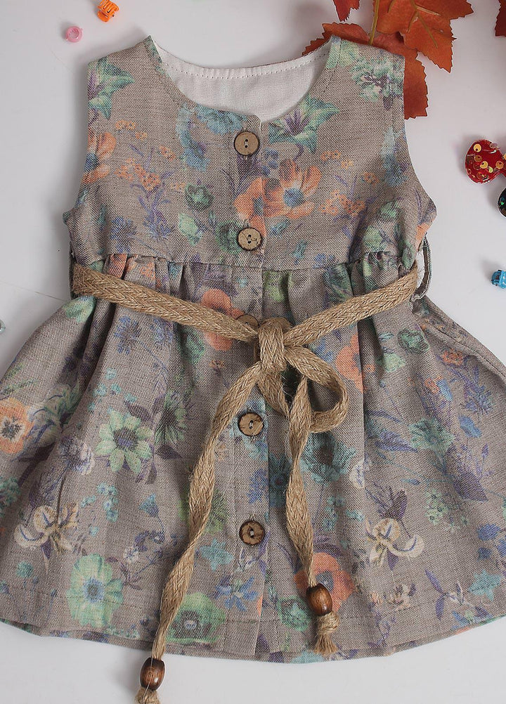 Sanaulla Exclusive Range Cotton Fancy Pret Frock for Girls -  1861 Grey